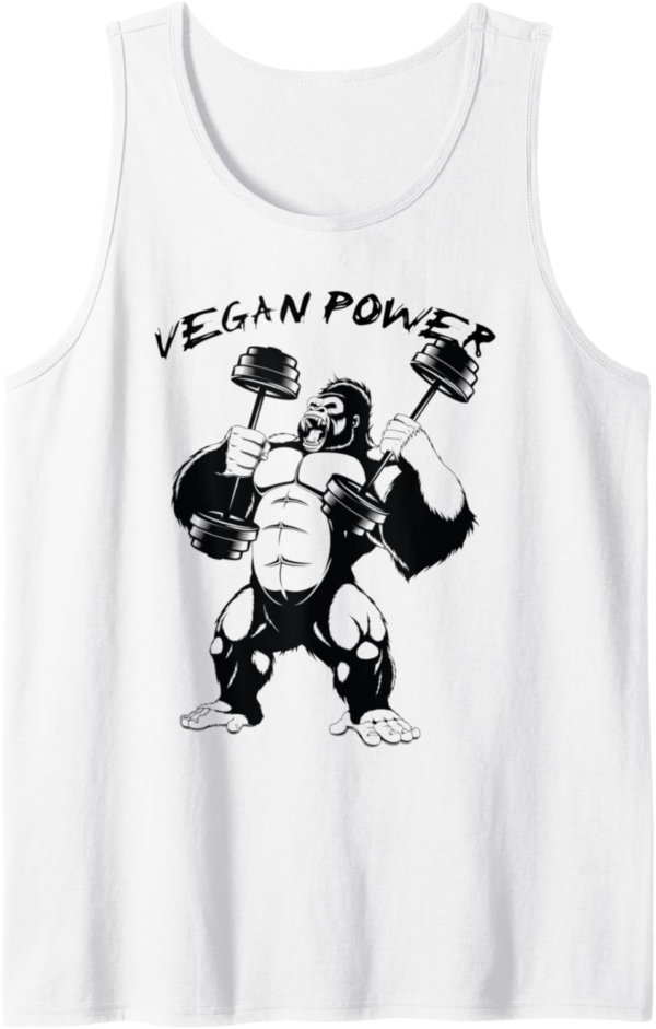 Vegan Power Awesome Bigfoot BodyBuilding Funny Gift Tank Top - Image 2